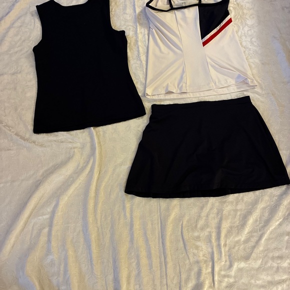 Fila Women’s Tennis Skirt/Top Outfit - 3 Piece Set - Red White and Navy Blue - Picture 4 of 8